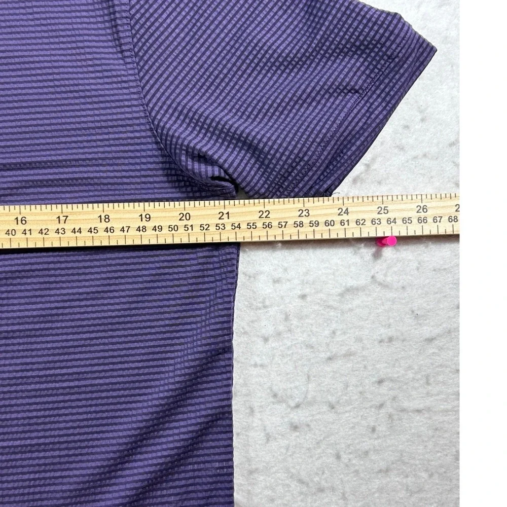 Mizzen+Main Polo Shirt Mens Lg Trim Fit Purple Stripe Performance Golf Stretch